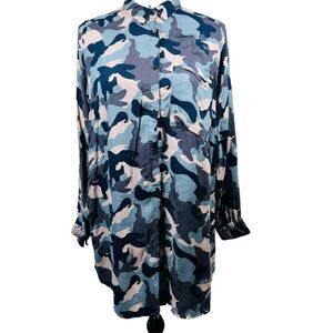 H M camo top green army long sleeve collar tunic  size 12 baddie streetwear